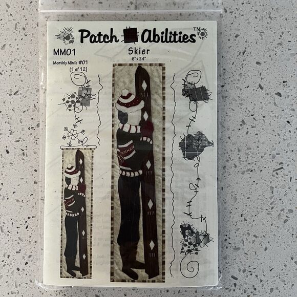 Patch Abilities "SKIER" Mm 01 Quilt Pattern Fabric Included 6x24" Winter - Picture 1 of 3